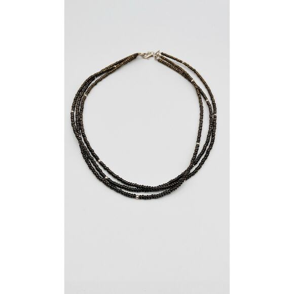 Silpada Sterling 925 Silver Triple Multi Stand Black Bronze Beaded Necklace - Picture 1 of 5